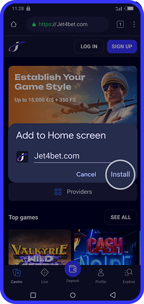 Jet4Bet mobile Bonus- und Promo-Bereich